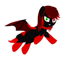 Size: 2500x2300 | Tagged: safe, artist:zethbsoul, oc, oc only, oc:zeth b. soul, bat pony, pony, bat pony oc, fangs, heterochromia, high res, red and black oc, simple background, solo, transparent background