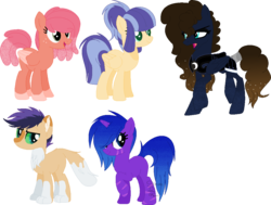 Size: 1061x804 | Tagged: safe, artist:klawiee, oc, oc only, unnamed oc, cat pony, hybrid, original species, pegasus, pony, unicorn, armor, base used, colored eyes, colored hooves, colored wings, female, interspecies offspring, magical lesbian spawn, male, offspring, parent:big macintosh, parent:capper dapperpaws, parent:flash sentry, parent:fluttershy, parent:pinkie pie, parent:princess luna, parent:rarity, parent:twilight sparkle, parents:capperity, parents:flashlight, parents:fluttermac, parents:lunapie, paws, scar, simple background, sparkly mane, tail wrap, transparent background