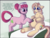 Size: 900x685 | Tagged: safe, artist:lulubell, oc, oc:bubbly joy, oc:lulubell, earth pony, pony, unicorn, belly, big belly, doctor's office, fat, female, green cross, listening, mare, nurse, pouting, stethoscope, stomach ache, tummy ache