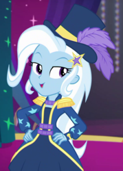 Size: 771x1078 | Tagged: safe, screencap, trixie, equestria girls, equestria girls specials, g4, my little pony equestria girls: better together, my little pony equestria girls: spring breakdown, cropped, epaulettes, female, hat, solo, top hat