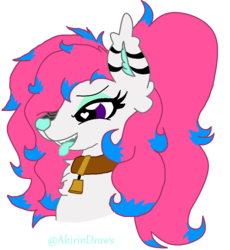 Size: 1018x1106 | Tagged: safe, artist:tian, oc, oc only, oc:razz, pony, bell, bell collar, collar, heart eyes, solo, tongue out, wingding eyes