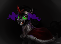 Size: 2800x2000 | Tagged: safe, artist:ami-gami, king sombra, pony, unicorn, g4, dark, dark magic, high res, looking at you, magic, male, smiling, solo, sombra eyes, stallion