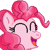 Size: 99x100 | Tagged: safe, artist:8-bitbrony, pinkie pie, earth pony, pony, g4, avatar, bust, cute, diapinkes, eyes closed, female, happy, mare, open mouth, pixel art, simple background, solo, transparent background