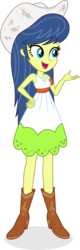 Size: 4133x12877 | Tagged: safe, artist:punzil504, fiddlesticks, equestria girls, g4, absurd resolution, apple family member, boots, clothes, clothes swap, dress, equestria girls-ified, female, hand on hip, hat, high heel boots, open mouth, shoes, simple background, solo, transparent background
