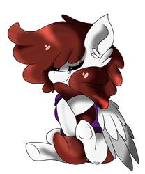 Size: 2500x3000 | Tagged: safe, artist:jxst-starly, oc, oc only, oc:graph travel, pegasus, pony, clothes, eyes closed, female, freckles, high res, hug, mare, smiling, solo, tail hug, vest