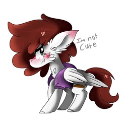 Size: 2048x2048 | Tagged: safe, artist:jxst-starly, oc, oc only, oc:graph travel, pegasus, pony, :t, blushing, clothes, female, freckles, high res, i'm not cute, looking at you, mare, solo, text, vest