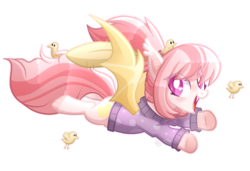 Size: 2285x1561 | Tagged: safe, artist:sugaryicecreammlp, oc, oc only, oc:ducky, bat pony, pony, clothes, duckling, female, mare, simple background, solo, sweater, transparent background