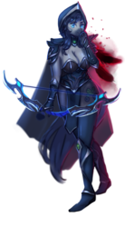 Size: 1280x2320 | Tagged: safe, artist:effervesket, dark elf, drow, elf, anthro, plantigrade anthro, armor, arrow, bow (weapon), bow and arrow, breasts, cape, chainmail bikini, cleavage, clothes, dota 2, female, simple background, solo, transparent background, traxex, unconvincing armor, weapon