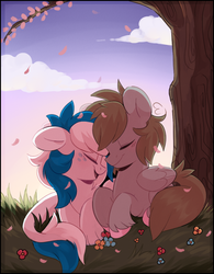 Size: 875x1121 | Tagged: safe, artist:oxy-diamond, oc, pegasus, pony, duo, tree