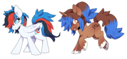 Size: 1662x772 | Tagged: safe, artist:oxy-diamond, oc, oc only, oc:heart sketch, oc:retro city, pegasus, pony, unicorn, duo, simple background, transparent background