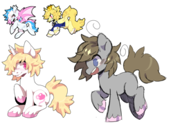 Size: 1173x873 | Tagged: safe, artist:oxy-diamond, oc, oc only, oc:digital dusk, alicorn, bat pony, earth pony, pony, unicorn