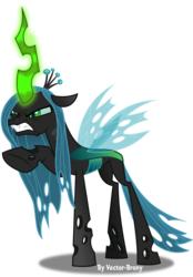 Size: 1280x1834 | Tagged: safe, artist:vector-brony, queen chrysalis, changeling, changeling queen, g4, the beginning of the end, angry, crown, female, glowing horn, horn, jewelry, narrowed eyes, raised hoof, regalia, simple background, solo, transparent background, vector