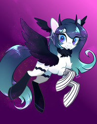 Size: 2894x3684 | Tagged: safe, artist:shu-jeantte, oc, oc only, pegasus, pony, clothes, colored wings, female, high res, horns, mare, socks, solo