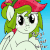 Size: 849x849 | Tagged: safe, artist:sjart117, oc, oc only, oc:watermelana, pegasus, pony, animated, barely animated, blue background, blushing, female, freckles, gif, looking at you, mare, motivational, positive ponies, simple background, solo, speech