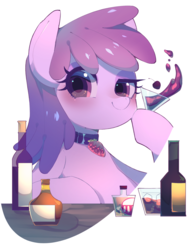 Size: 1524x1988 | Tagged: safe, artist:setoya, berry punch, berryshine, earth pony, pony, g4, alcohol, blushing, drunk, female, glass, jewelry, looking at you, mare, necklace, simple background, solo, white background, wine, wine glass