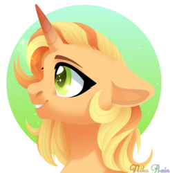 Size: 2880x2925 | Tagged: safe, artist:nika-rain, oc, oc only, pony, unicorn, bust, commission, high res, portrait, simple background, smiling, solo
