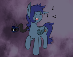 Size: 3300x2550 | Tagged: safe, artist:viceviev, oc, oc:cinn roll, bat pony, pony, bat pony oc, coffee, high res, male, singing, tentacles