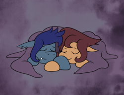 Size: 3300x2550 | Tagged: safe, artist:viceviev, oc, oc:cinn roll, oc:comfy cozy, bat pony, pegasus, pony, bat pony oc, blanket, comfinn, female, high res, male