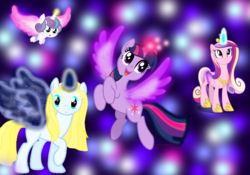 Size: 2000x1400 | Tagged: safe, princess cadance, princess flurry heart, twilight sparkle, oc, oc:sparkle light, alicorn, pony, g4, twilight sparkle (alicorn)