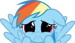 Size: 2233x1268 | Tagged: safe, artist:phucknuckl, rainbow dash, pony, g4, grannies gone wild, cute, female, floppy ears, looking at you, sad eyes, simple background, solo, transparent background, vector, weapons-grade cute