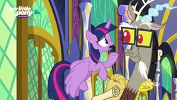 Size: 1920x1080 | Tagged: safe, screencap, discord, twilight sparkle, alicorn, pony, g4, the beginning of the end, glasses, twilight sparkle (alicorn)