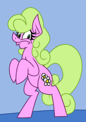 Size: 818x1163 | Tagged: safe, artist:cowsrtasty, daisy, flower wishes, earth pony, pony, g4, bipedal, female, looking down, mare, scared
