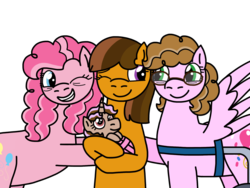 Size: 2048x1536 | Tagged: safe, artist:kindheart525, pinkie pie, oc, oc:caramel kisses, oc:chocolate bomb, oc:confetti surprise, earth pony, pegasus, pony, unicorn, kindverse, g4, baby, baby pony, female, glasses, grandmother and grandchild, magical lesbian spawn, mother and daughter, offspring, offspring's offspring, older, parent:cheese sandwich, parent:oc:chocolate bomb, parent:oc:confetti surprise, parent:oc:lightning bolt, parent:oc:sugar high, parent:pinkie pie, parents:cheesepie, parents:oc x oc
