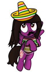 Size: 1200x1600 | Tagged: safe, artist:toyminator900, pegasus, pony, clothes, facial hair, flying, food, hat, hoof hold, male, mexican, moustache, pierce the veil, ponified, simple background, solo, spread wings, stallion, taco, transparent background, vic fuentes, wings