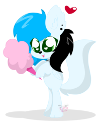 Size: 3032x3808 | Tagged: safe, artist:kittyrosie, oc, oc only, oc:icefluff, hybrid, wolf, wolf pony, cotton candy, cute, female, heart, heart eyes, high res, mare, ocbetes, paws, simple background, solo, transparent background, watermark, wingding eyes