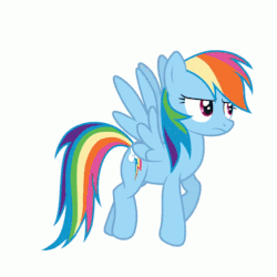 Size: 498x498 | Tagged: safe, rainbow dash, pony, g4, animated, bored, female, flapping wings, flying, gif, simple background, solo, white background