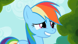 Size: 720x405 | Tagged: safe, screencap, rainbow dash, pony, the mysterious mare do well, animated, blushing, cute, dashabetes, female, flying, gif, looking around, rainbow dash is best facemaker, solo, tree