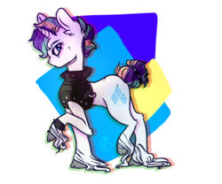 Size: 1200x1000 | Tagged: safe, artist:mokkicoffee, rarity, pony, unicorn, g4, alternate hairstyle, clothes, cloven hooves, female, mare, punk, raised hoof, raripunk, simple background, solo, transparent background, unshorn fetlocks