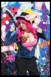 Size: 3456x5184 | Tagged: safe, artist:krazykari, pinkie pie, human, g4, clothes, cosplay, costume, irl, irl human, photo, rapper pie, solo
