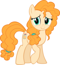 Size: 9688x10522 | Tagged: safe, artist:ace play, pear butter, earth pony, pony, g4, absurd resolution, cute, female, looking at you, mare, pearabetes, raised hoof, simple background, smiling, smiling at you, solo, transparent background, vector