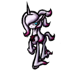 Size: 1000x1000 | Tagged: safe, alternate version, anonymous artist, oleander (tfh), pom (tfh), lamb, pony, sheep, unicorn, them's fightin' herds, cloven hooves, community related, female, fusion, simple background, solo, style emulation, transparent background