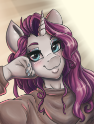 Size: 3435x4534 | Tagged: safe, artist:pitchyy, rarity, anthro, g4, clothes, female, selfie, smiling, solo