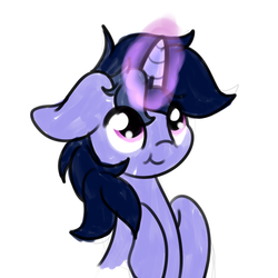 Size: 3000x3000 | Tagged: safe, artist:php142, oc, oc only, oc:purple flix, pony, unicorn, glowing horn, high res, horn, looking up, magic, male, simple background, solo, white background