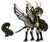 Size: 1600x1343 | Tagged: safe, artist:australian-senior, oc, oc only, oc:niomedes invictus, alicorn, kirin, pony, winged kirin, kirindos, alternate universe, antlers, colored hooves, colored sclera, female, glados, golden eyes, leonine tail, mare, portal (valve), solo, unshorn fetlocks