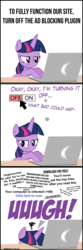 Size: 2000x6000 | Tagged: safe, artist:ace play, twilight sparkle, alicorn, pony, comic:twilight vs. computer, g4, adblock, ads, annoyed, comic, computer, cursor, desk, dexterous hooves, facedesk, female, frown, funny, glare, implied pinkie pie, laptop computer, lidded eyes, looking down, mare, simple background, solo, spam, twilight sparkle (alicorn), unamused, white background