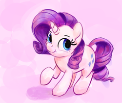 Size: 2859x2397 | Tagged: safe, artist:aemuhn, rarity, pony, unicorn, g4, cute, female, high res, mare, pink background, raribetes, shadow, simple background, smiling, solo