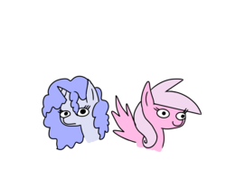 Size: 2048x1536 | Tagged: safe, oc, oc:bubblegum butt, oc:silvershit, pegasus, pony, unicorn, duo, duo female, female, filly, parent:princess cadance, vector