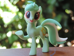 Size: 2000x1500 | Tagged: safe, artist:deathpwny, lyra heartstrings, pony, unicorn, g4, 3d print, cute, female, irl, looking at you, lyrabetes, mare, photo, raised hoof, solo