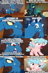 Size: 3216x4908 | Tagged: safe, edit, edited screencap, screencap, cozy glow, grogar, queen chrysalis, changeling, changeling queen, pegasus, pony, g4, the beginning of the end, comic, female, filly, meme, screencap comic