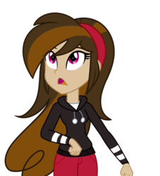 Size: 900x990 | Tagged: dead source, safe, artist:wubcakeva, oc, oc only, oc:cupcake slash, equestria girls, g4, clothes, equestria girls-ified, female, new outfit, open mouth, simple background, solo, transparent background