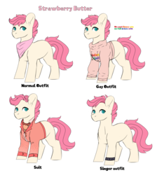 Size: 3016x3367 | Tagged: safe, artist:spectrumnightyt, oc, oc only, oc:strawberry butter, earth pony, pony, clothes, high res, hoodie, male, simple background, solo, stallion, suit, transparent background