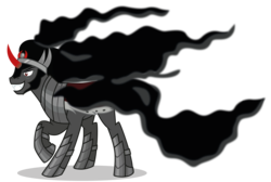 Size: 7438x5000 | Tagged: safe, artist:dragonchaser123, king sombra, pony, umbrum, unicorn, g4, the beginning of the end, absurd resolution, cape, clothes, male, simple background, smiling, smirk, smoke, solo, stallion, transparent background, vector