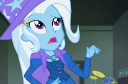 Size: 640x420 | Tagged: safe, screencap, trixie, equestria girls, g4, my little pony equestria girls: rainbow rocks, animated, clothes, female, gif, hat, trixie's hat