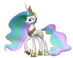 Size: 1280x1024 | Tagged: safe, artist:clawed-nyasu, princess celestia, pony, g4, 3d, 3d model, female, mare, simple background, solo, transparent background