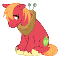 Size: 7360x7250 | Tagged: safe, artist:estories, big macintosh, earth pony, pony, g4, cute, depressed, looking back, macabetes, male, sad, sadorable, simple background, sitting, solo, stallion, transparent background, vector