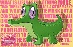 Size: 900x582 | Tagged: safe, artist:midnightpremiere, gummy, alligator, reptile, g4, slice of life (episode), ..., gummy the deep thinker, male, quote, solo